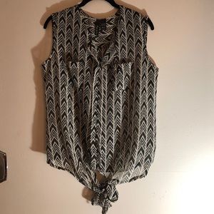 Sheer Black & white blouse